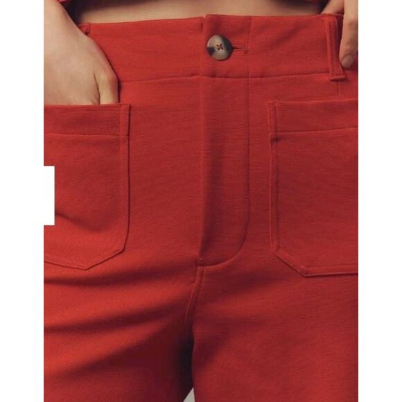 The Colette Knit Crop Wide-Leg Pants by Maeve Sz 31 Petite True Red New - Picture 4 of 5